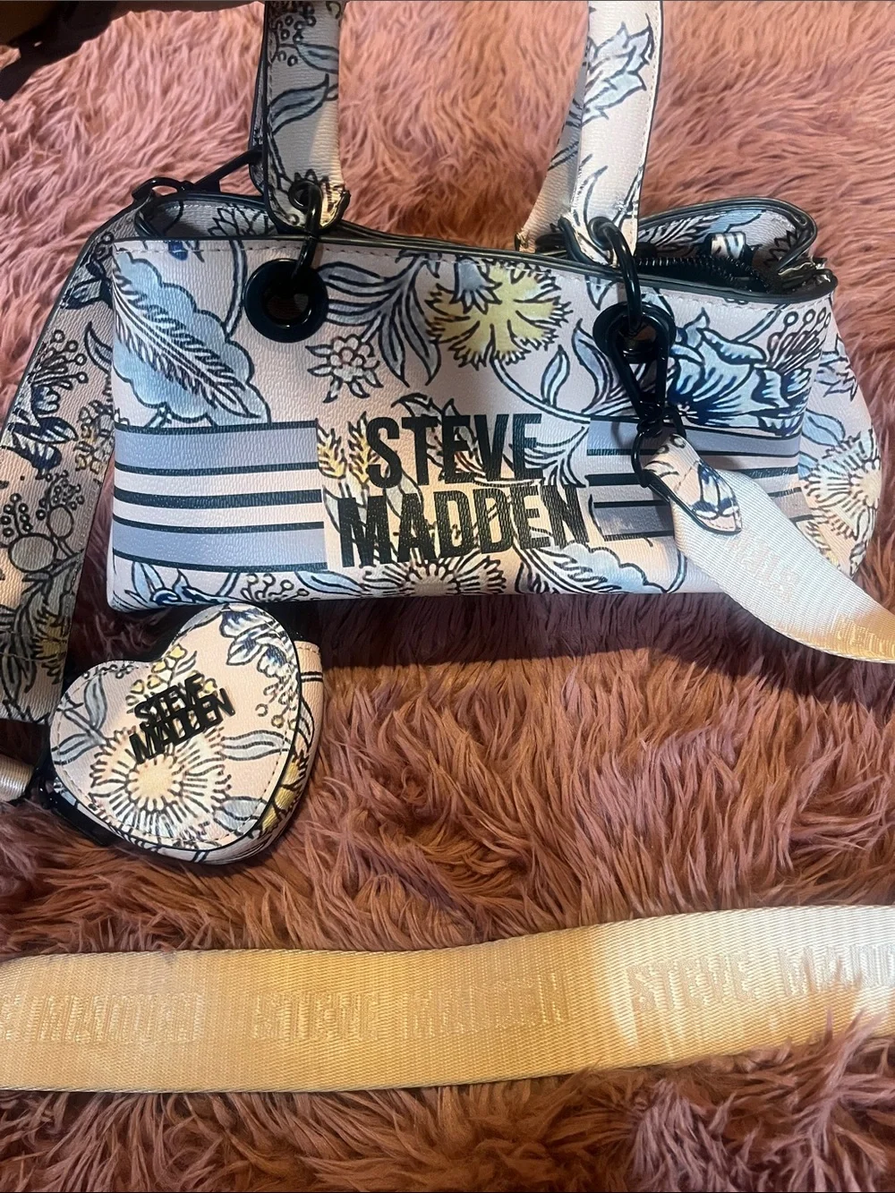 Steve Madden Pink Floral Crossbody Satchel